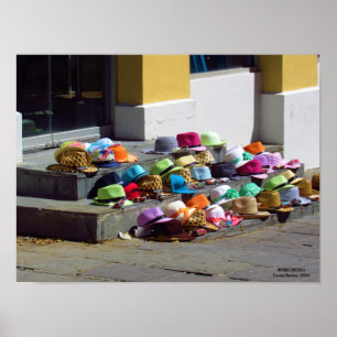 Chapéus para a venda no poster da rua