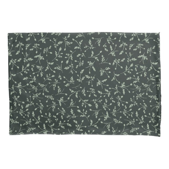 Charcoal Black Modern Farmhouse Daisy Buds Pattern (Frente)