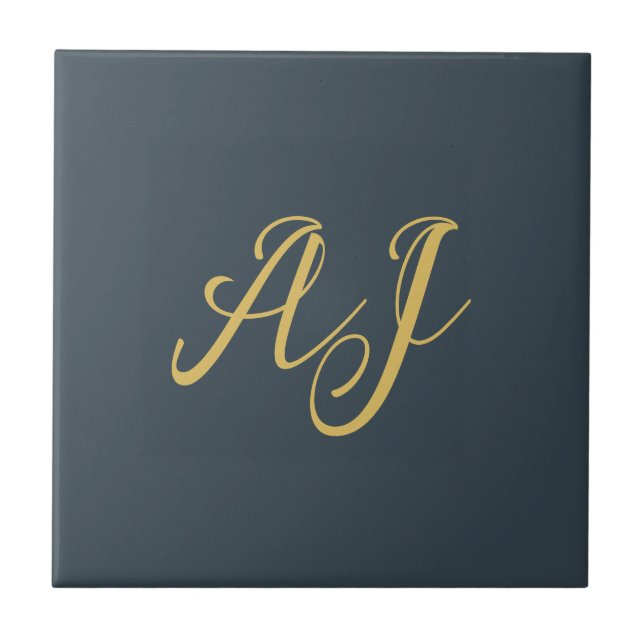 Charcoal Gold Color Monogram Professional Initial (Frente)