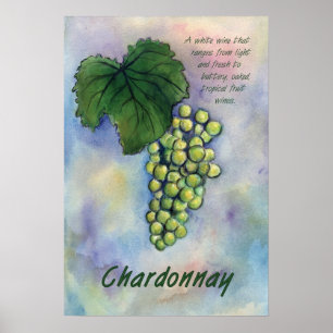 Chardonnay White Wine Graphics Art Impressão