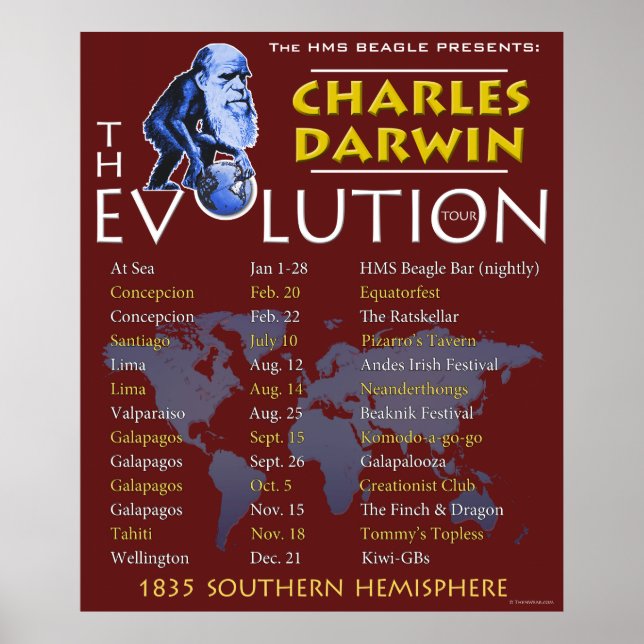 Charles Darwin, Poster do Evolution Tour (Frente)