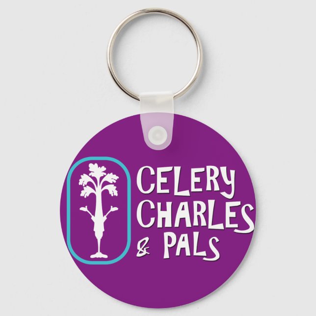 'Charles & Pals' Chaveiro de Botão Roxo (Frente)