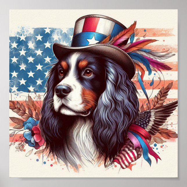 Charles Spaniels com a Poster veterana dos EUA (Frente)