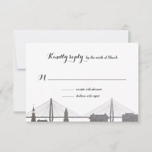 Charleston South Carolina Faux Silver Rsvp Card