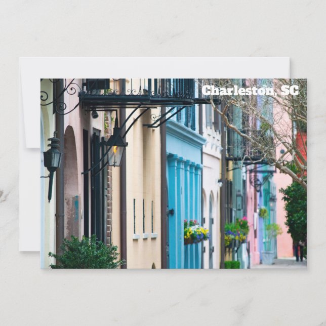 Charleston South Carolina Rainbow Row Flat Card (Frente)