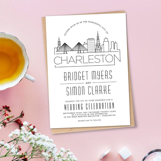 Charleston Wedding | Convite Skyline Estilizado (Criador carregado)