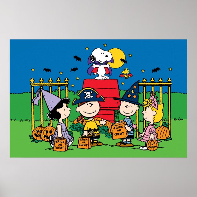 Charlie Brown e Gang Halloween Party Poster (Frente)