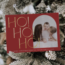 CHARLIE Red Gold Foil Ho Ho Ho Foto Natal