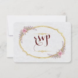 Charm Blush Floral Dourado Frame White Weding RSVP