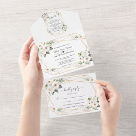 Charm White Flowers Dourado Casamento de Quadros D