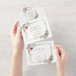 Charm White Red Floral Dourado Casamento de Natal