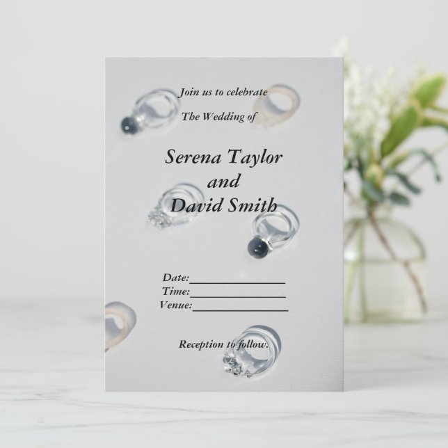 Charme Clássico: Preto e Convite para Casamento de (Em pé/Frente)