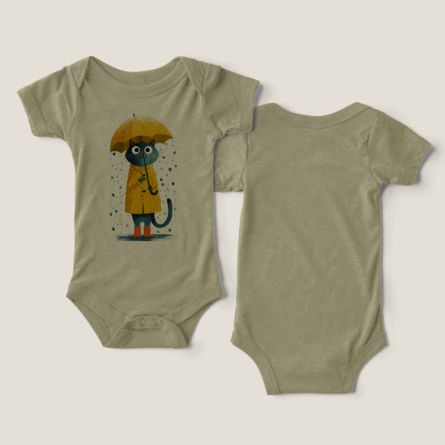 Charming Cartoon Cat Raincoat Bodysuit (Design Frente e Verso)