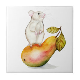 Charming Mouse on a Pear