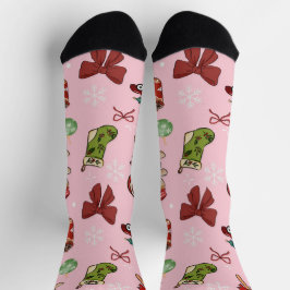 Charming Pink Christmas Socks