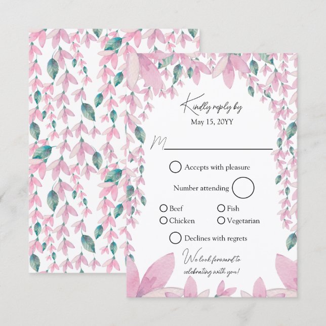 Charming Pink Wisteria RSVP (Frente/Verso)