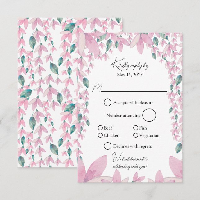 Charming Pink Wisteria RSVP (Frente/Verso)
