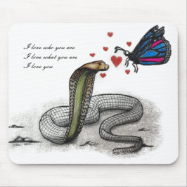 Charming Snake and Butterfly Love Mousepad