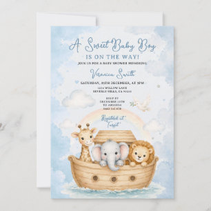 Charmoso Convite de Baby Shower do Menino Arca de