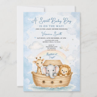 Charmoso Convite de Baby Shower do Menino Arca de