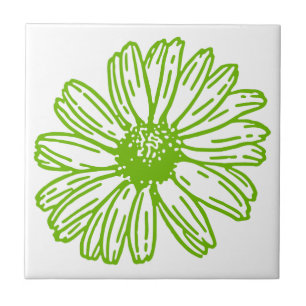 Chartreuse Green Daisy Impressão, Hippie Flower Im