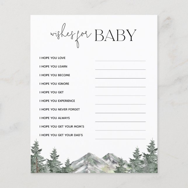 Chás de fraldas De Montanha Desejam Cartões De Beb (Frente)