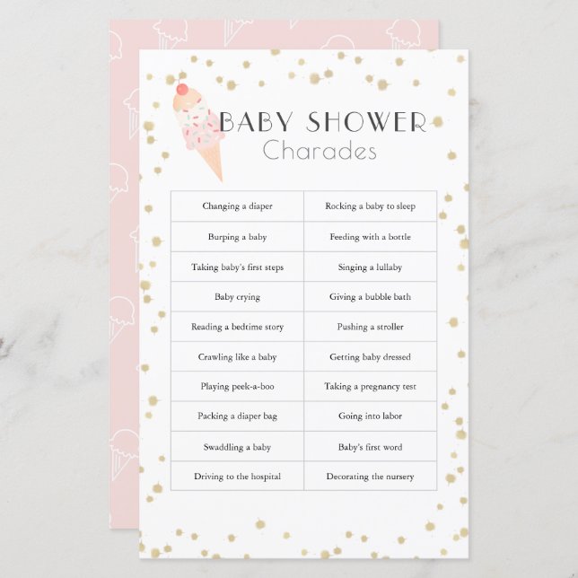 Chás de fraldas Rosa sorvete (Frente/Verso)