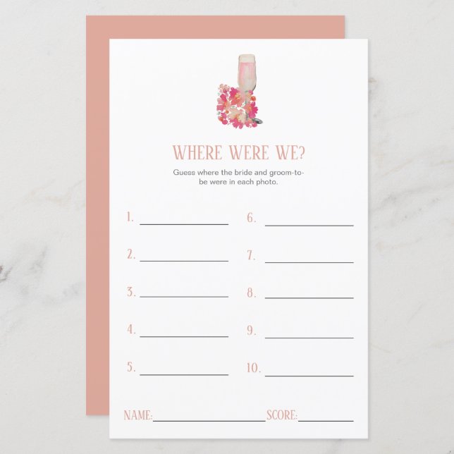 Chás de panela Petals & Prosecco Onde estávamos (Frente/Verso)