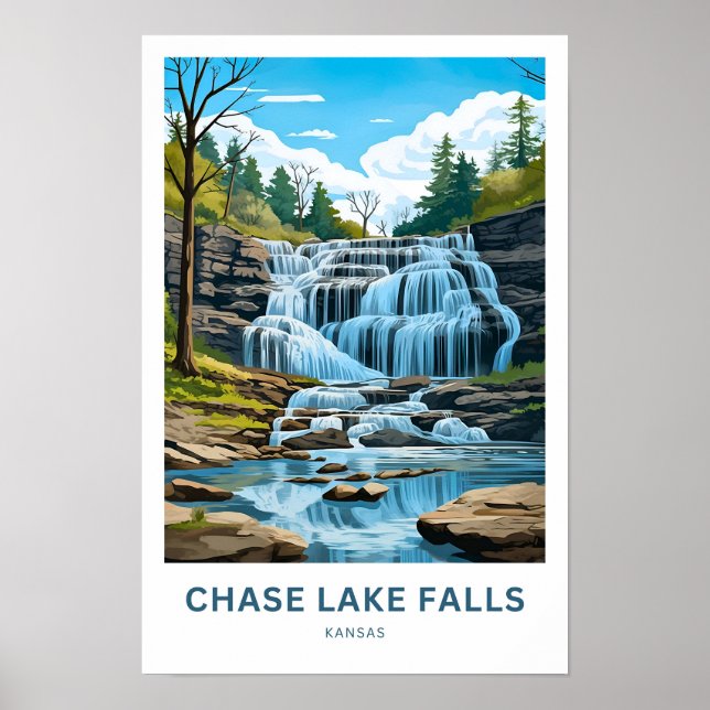 Chase Lake Falls Kansas Viagem Impressão (Frente)