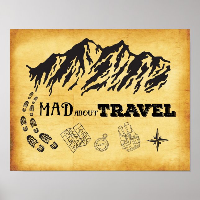 Chateado sobre viagem retro estilo vintage Poster (Frente)