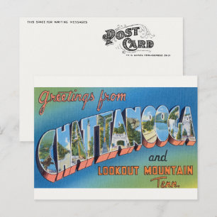 Chattanooga, TN e Mtn sinal antigo cartão postal