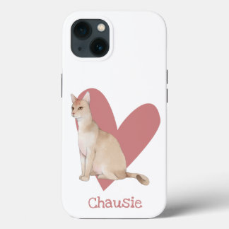 Chausie Cat Watercolor Gatinho Coração Rosa
