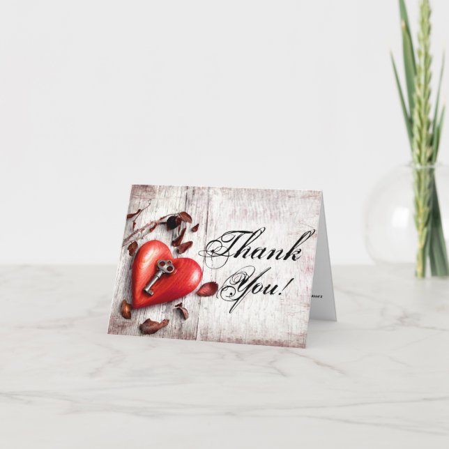 Chave de madeira do país de Cartões de agradecimen (Frente)