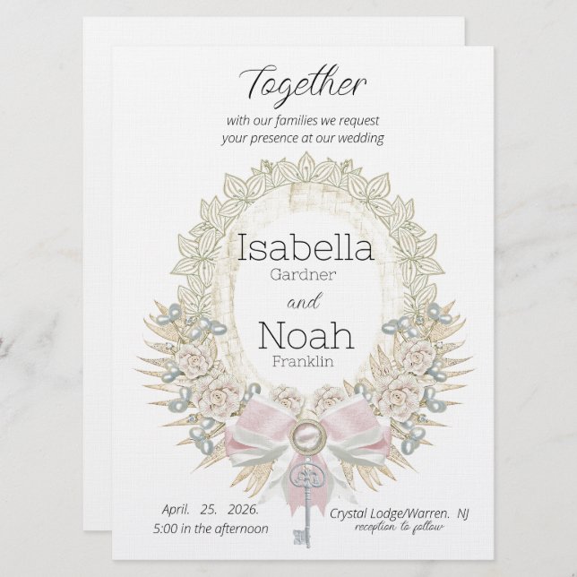 Chave do seu Convite para Casamento Simples Elegan (Frente/Verso)