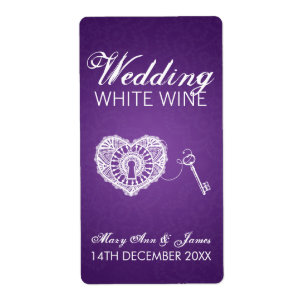 Chave elegante da etiqueta do vinho do casamento a