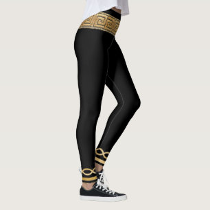 Chave Grega Básica Dourada em Leggings Atléticas P