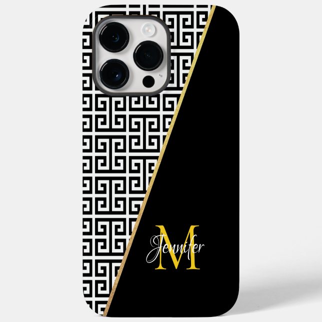 Chave Grega em Folha de Ouro Diagonal com Monogram (Verso)
