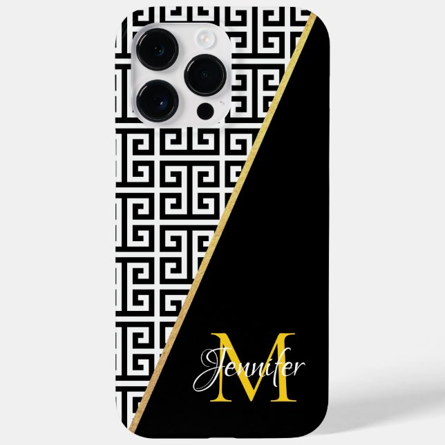 Chave Grega em Folha de Ouro Diagonal com Monogram (Verso)