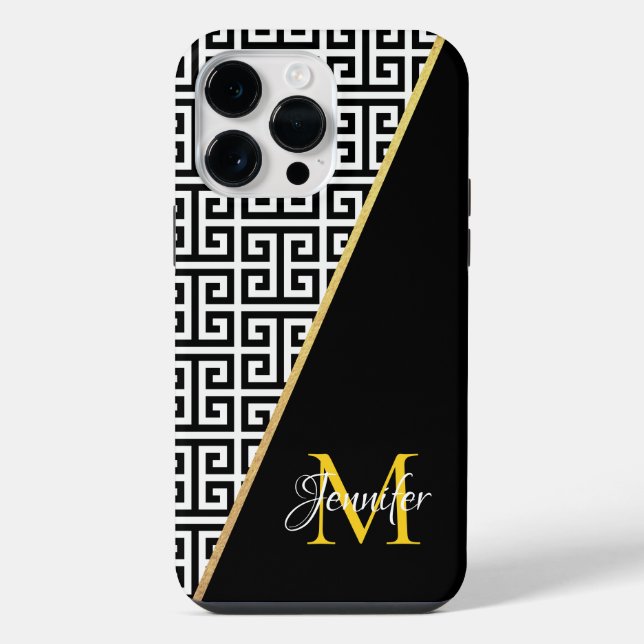 Chave Grega em Folha de Ouro Diagonal com Monogram (Verso)