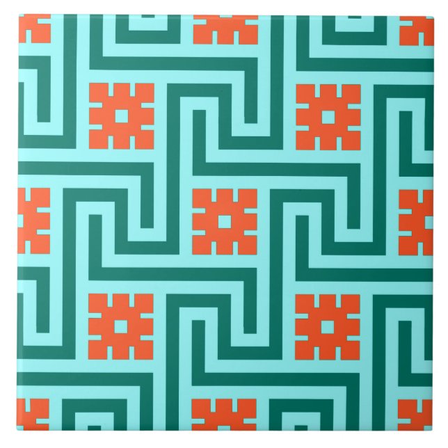Chave grega, turquesa, Aqua e coral de Deco (Frente)