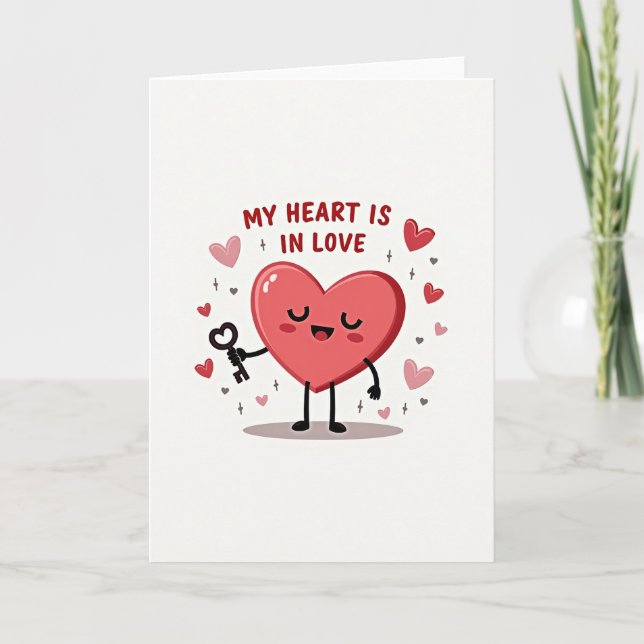 Chave Para Meu Coração Cartão de Amor (Frente)