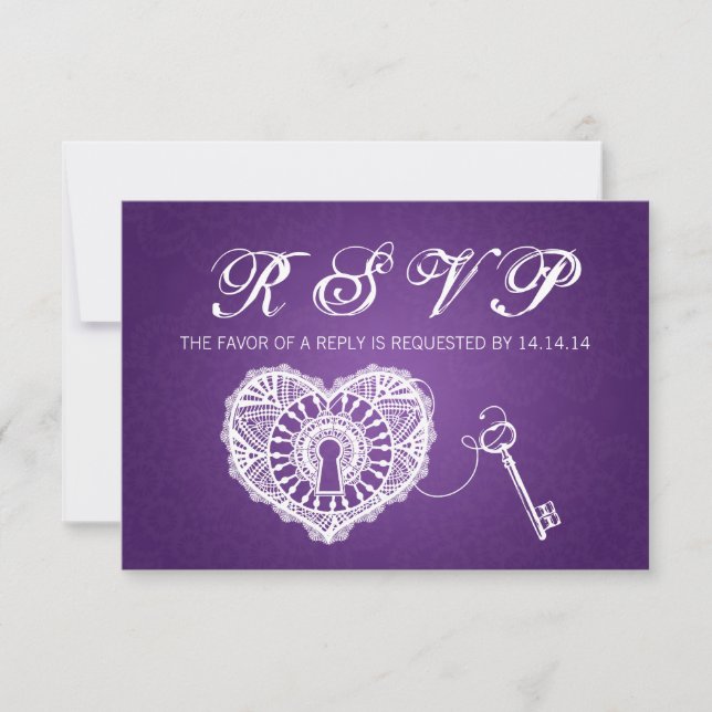 Chave RSVP De Casamento Elegante Para Meu Roxo Car (Frente)