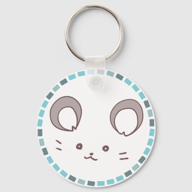 CHAVEIRO カラフルタイル模様＆丸耳ねずみ (Frente)