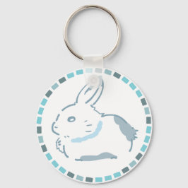 CHAVEIRO シャープな雪うさぎ＆青タイルデザイン 