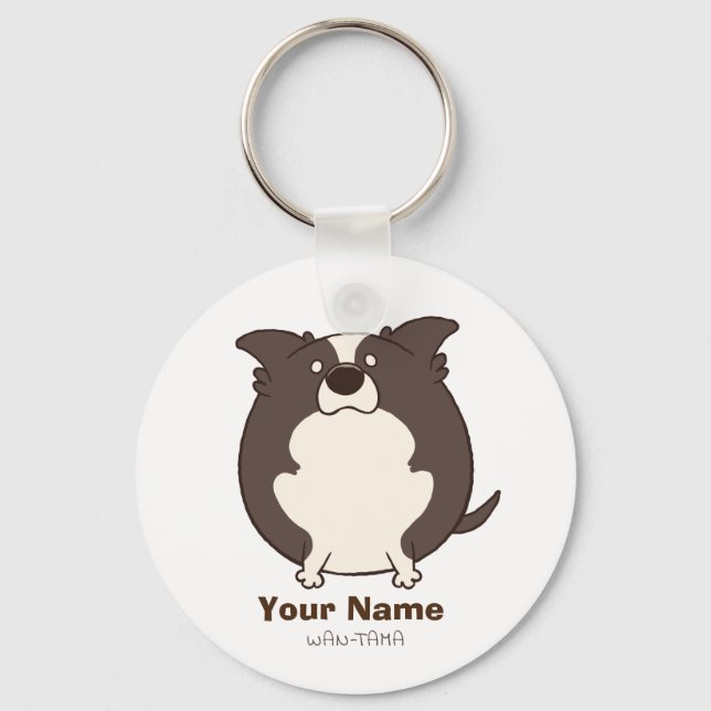 CHAVEIRO ボーダーコリー"ボダたま (ブラック)" <名前・電話番号> (Frente)