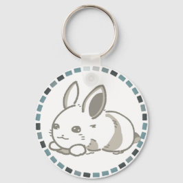CHAVEIRO モダングレー＆もこもこ座りうさぎデザイン 