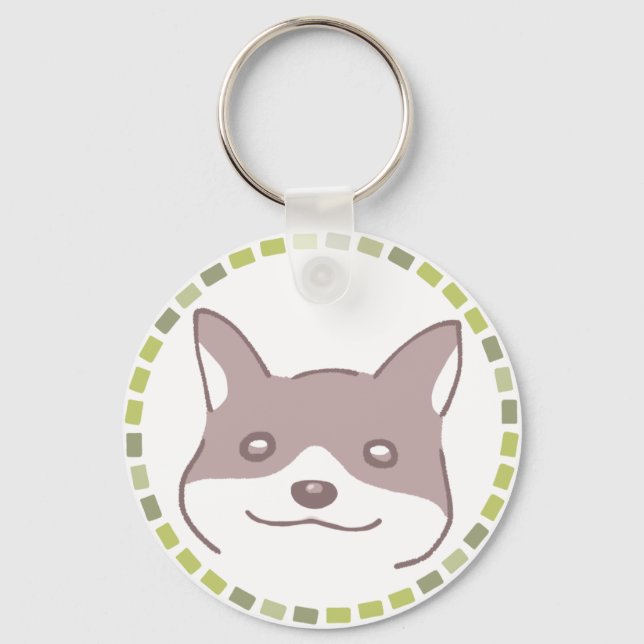 CHAVEIRO 明るいタイル模様＆笑顔の犬イラスト (Frente)