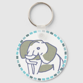 CHAVEIRO 爽やかな水色タイル＆青い象