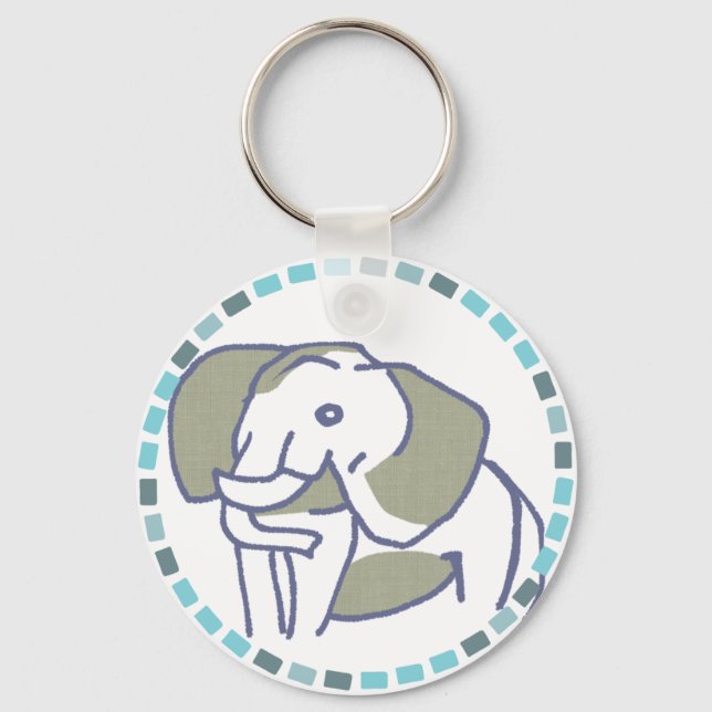 CHAVEIRO 爽やかな水色タイル＆青い象 (Frente)