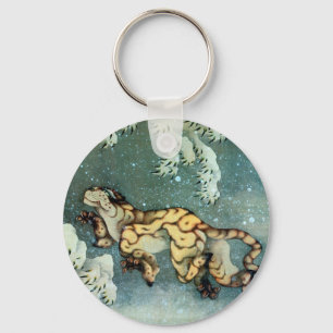 Chaveiro 雪中虎図, 北斎 Tiger in the Snow, Hokusai